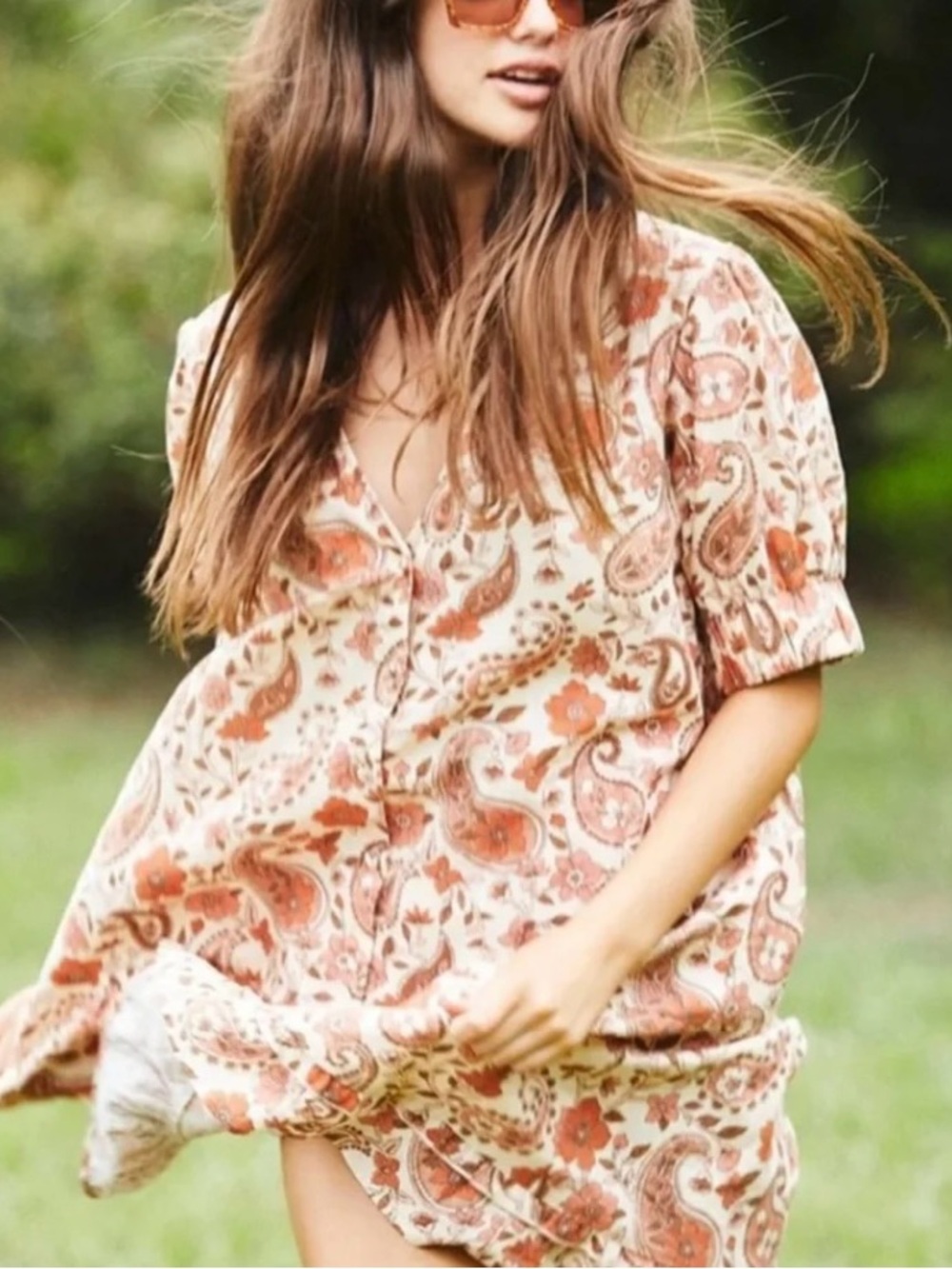 Oak Meadow Paisley Rosette Dress, M